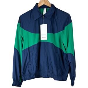 Lululemon Nylon Collared Jacket Retro Remix Set Club Blue/Green Women's MED NWT